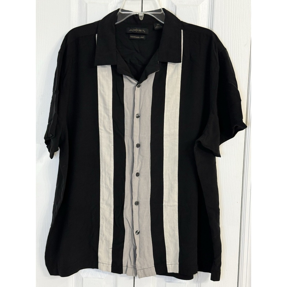 Axist Shirt Men 2xl Short Sleeve‎ Bowling 100% Silk Button Up Retro Sopranos